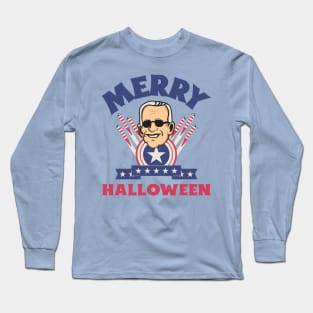 Merry Halloween - Joe Biden Funny Confused Happy 4th of July Long Sleeve T-Shirt